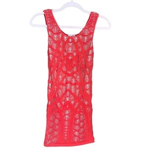 Arden B Crochet Mini Dress Red